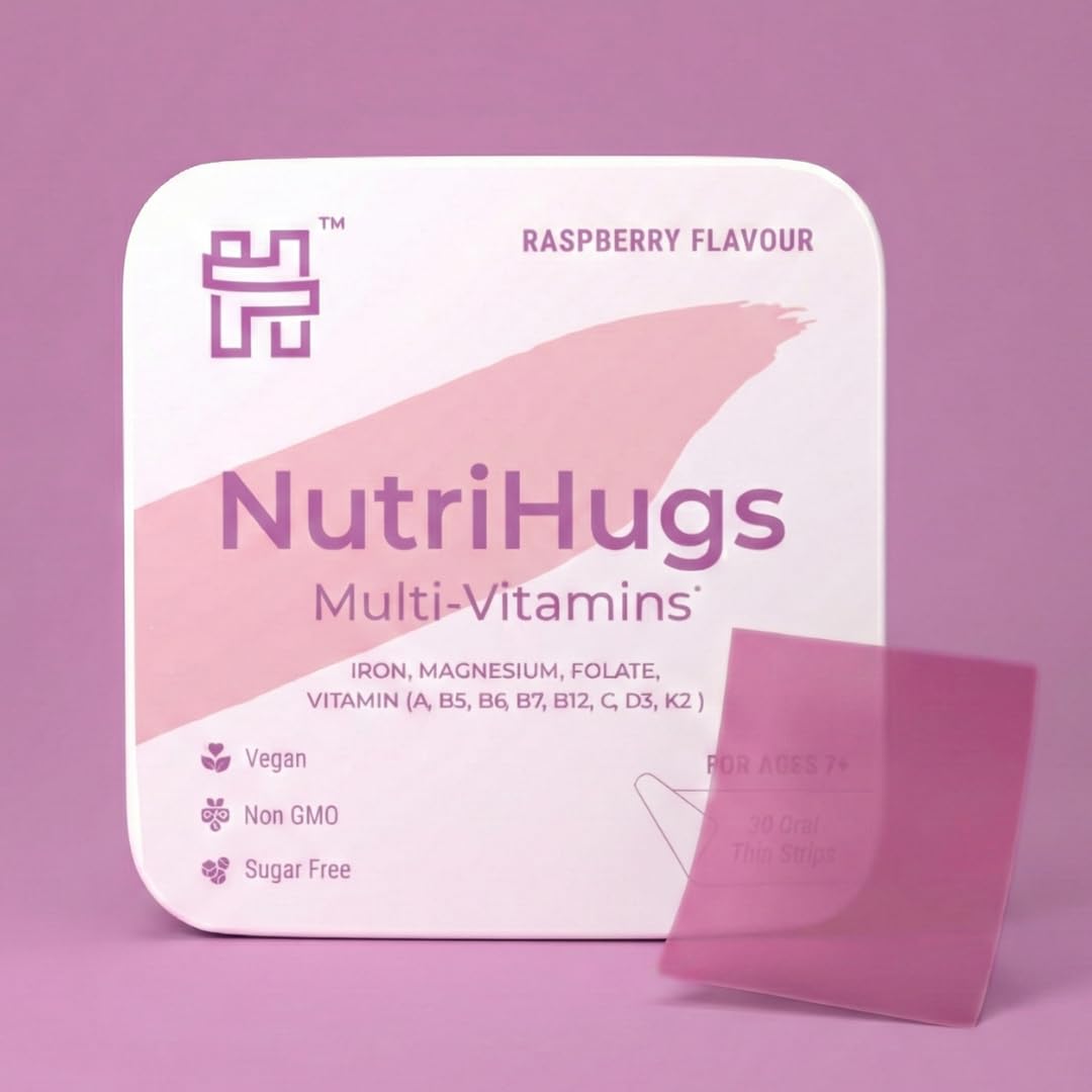 NutriHugs Daily Multivitamin Dissolving Strips - Vitamins A, B-Complex, C, D3 and K2 - 11 Essential Vitamins & Minerals - Vegan, Sugar-Free, Fast-Absorbing Oral Thin Film - Doctor-Founded - 30 Count MedHugs buy supplements canada