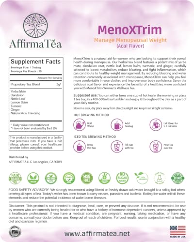 AffirmaTea’s MenoXTrim MAX ACAI Flavor | Menopause Weight & Metabolism Management AffirmaTea buy supplements canada
