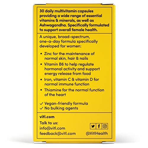 Vitl Female Multivitamin & Minerals Supplement - 30 Vegan Capsules - 21 Essential Active VITL buy supplements canada