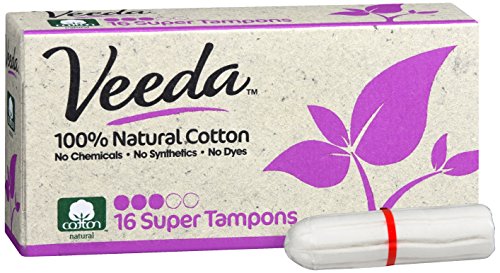 Veeda 100% Natural Cotton Applicator Free Tampons, 16 Count Super Absorbency unscented Veeda buy supplements canada