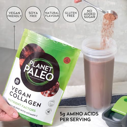 Planet Paleo Vegan Collagen (Chocolate, 255g) - Vegan Collagen Powder - High Protein Planet Paleo buy supplements canada