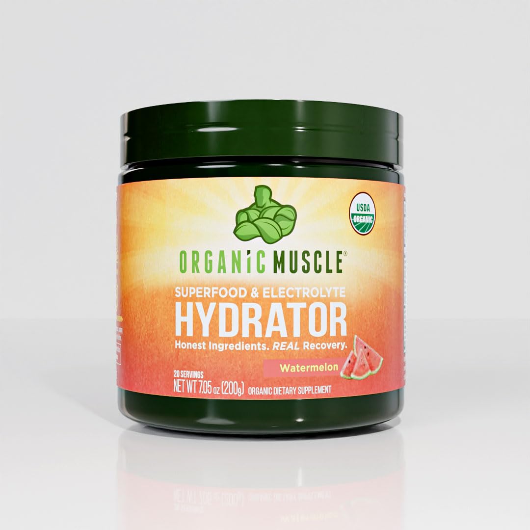 Organic Muscle Hydrator | Natural Electrolyte Powder for Peak Performance & Recovery - Watermelon Flavor, 20 Servings Organic Muscle buy supplements canada