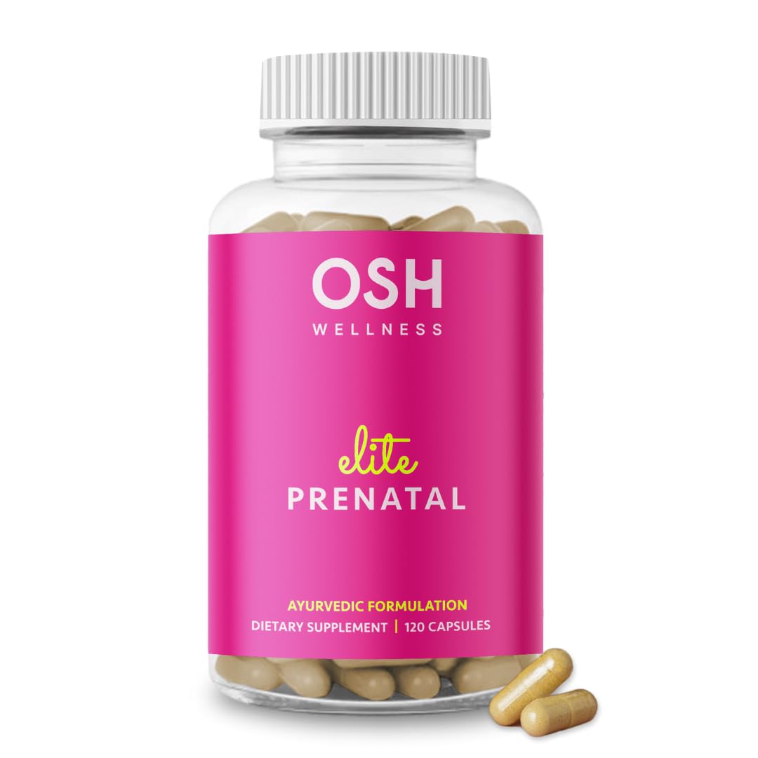 Ayurvedic Elite Prenatal Vitamins with Folate, Choline, Iron, Iodine & more | Made in USA | Optimal Bioavailability | Supports Baby's Growth and Brain Development | 30 Day Supply - OSH Wellness Freshly Moms buy supplements canada