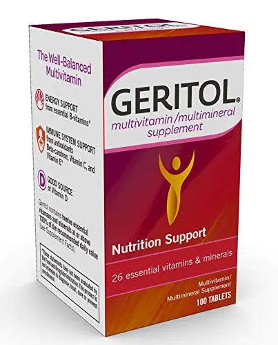 Geritol Multi-Vitamin Nutritional Support Tablets, Balance of 26 Essential Vitamins and Minerals, 100-Count Bottles (Pack of 2) Geritol buy supplements canada