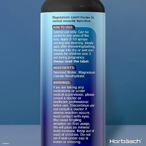 Magnesium Spray for Restless Legs, Muscles, Sleep | 100ml | Magnesium Chloride Oil Horbäach buy supplements canada