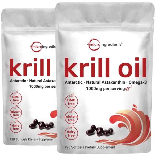 2 Pack Antarctic Krill Oil Supplement, 1000mg Per Serving, 120 Soft-Gels Each Micro Ingredients buy supplements canada