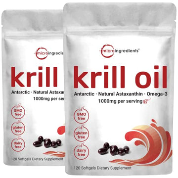 2 Pack Antarctic Krill Oil Supplement, 1000mg Per Serving, 120 Soft-Gels Each Micro Ingredients buy supplements canada