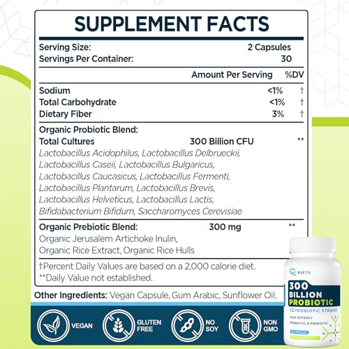 Probiotics for Women Men: 300 Billion CFU Probiotic High Potency + 12 Strains Organic RSETU buy supplements canada