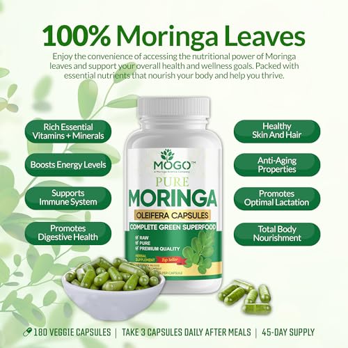 MOGO Moringa Oleifera Capsules | 100% Pure Single Origin Moringa Leaf Powder Supplement MOGO buy supplements canada