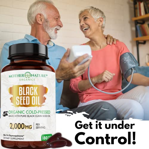 Organic Black Seed Oil Capsules - 3 Month Supply - 180 Count (2000mg Per Serving) Mother Nature Organics Superfoods for Organic Living buy supplements canada