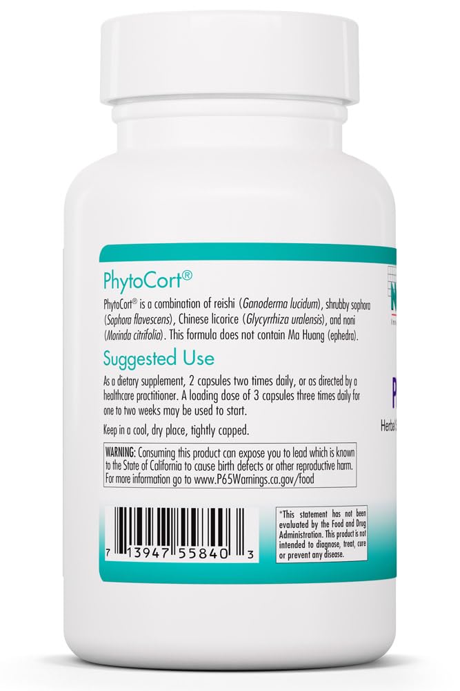Nutricology PhytoCort Supplement - Respiratory Support, Lung Health, Lung Detox, Lung Cleanse, Healthy Breathing, Herbal Support, Reishi, Licorice, Noni, Vegetarian Capsules - 120 Count Nutricology buy supplements canada