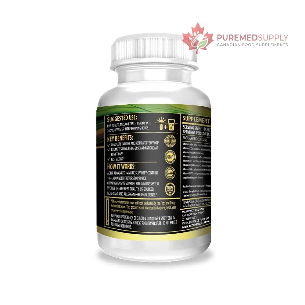 Actif Advanced Immune Support with 10+ Factors for Immunity Booster - 100% Natural, Non-GMO, 60 count ACTIF buy supplements canada
