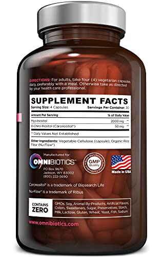 OmniBiotics Myo-Inositol & D-Chiro Inositol Supplement with 40:1 Ratio for Hormone Balance for Women - Women Supplement to Support Reproductive Health & Ovarian Function. Non-GMO - 120 Vegan Capsules OmniBiotics buy supplements canada