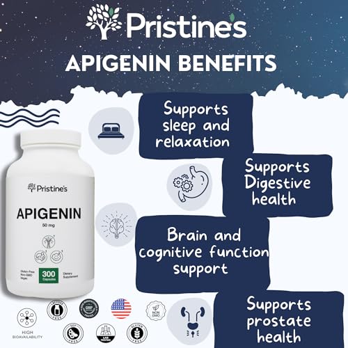 PRISTINE'S Apigenin Relaxation & Sleep Supplement Support - 50mg 300 Day Supply PRISTINE'S buy supplements canada