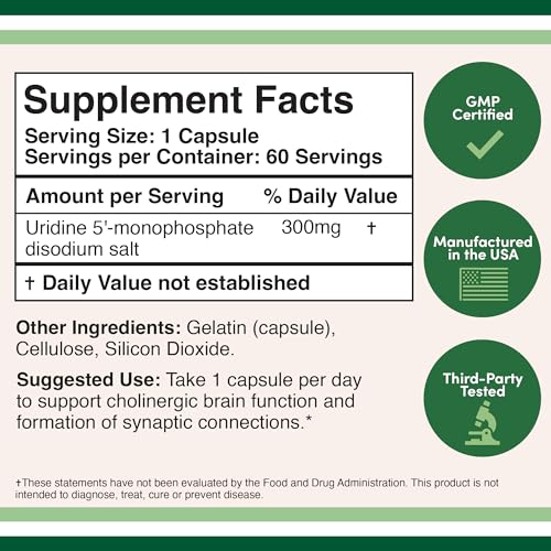Uridine Monophosphate - Third Party Tested (Choline Enhancer, Beginner Nootropic) Double Wood Supplements buy supplements canada