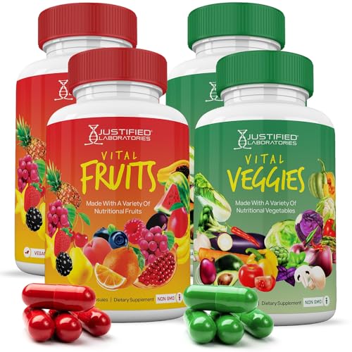 (4 Pack) Vital Fruits and Veggies Supplement Whole Food Red & Green Superfoods Justified Laboratories buy supplements canada