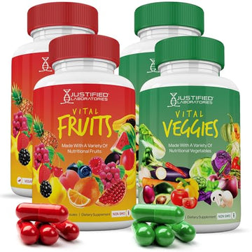 (4 Pack) Vital Fruits and Veggies Supplement Whole Food Red & Green Superfoods Justified Laboratories buy supplements canada