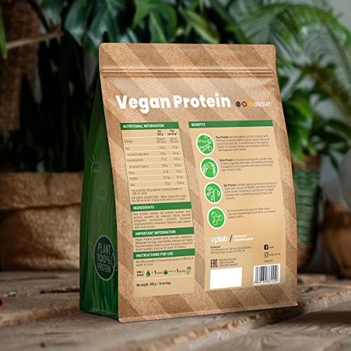 VPlab Vegan Protein Powder 500g - 16 Servings, 100% Plant Based and Natural Vegan Protein Shake vplab nutrition buy supplements canada