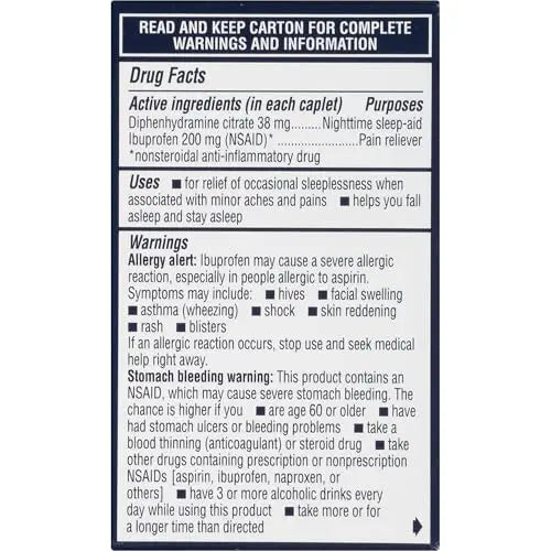 Advil PM Pain Reliever and Nighttime Sleep Aid, Pain Medicine with Ibuprofen for Pain Relief and Diphenhydramine Citrate for a Sleep Aid - 40 Coated Caplets Advil buy supplements canada