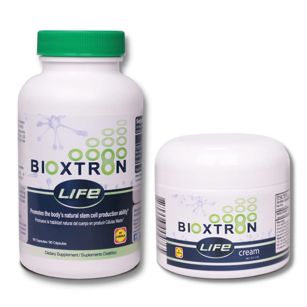 Bioxtron Life AFA Stem Cell Supplement - Joint Support & Muscle Pain - Immune System Support - Support Energy Levels - Stem Cell Production - Blue Green Algae Spirulina - 90 Caps + Cream 2 oz Bioxtron buy supplements canada