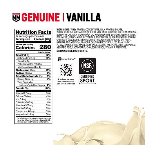 Muscle Milk Genuine Protein Powder, Vanilla Creme, 32g Protein, 5 Pound, 32 Servings Muscle Milk buy supplements canada