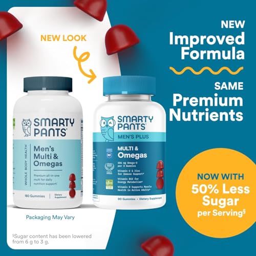 SmartyPants Men's Multivitamin Gummies with Omega 3 DHA/EPA, Methylfolate, Vitamin D3, C, B12, B6, A, K, Zinc SmartyPants buy supplements canada
