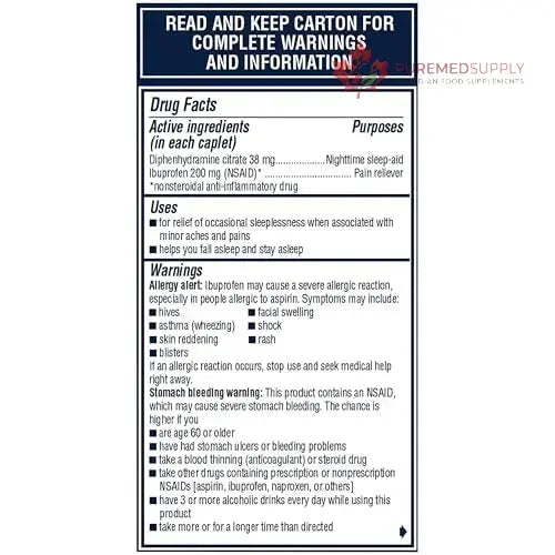 Advil PM Pain Reliever and Nighttime Sleep Aid, Pain Medicine with Ibuprofen for Pain Relief and Diphenhydramine Citrate for a Sleep Aid - 80 Coated Caplets Advil buy supplements canada