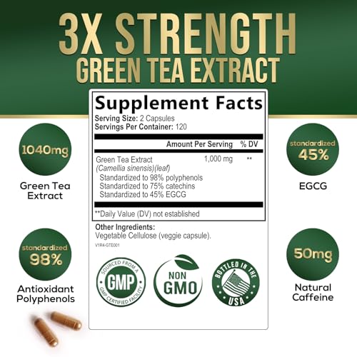 Nature's Green Tea Extract Pills 98% Standardized EGCG 1000mg - 3X Strength for Natural Nature's Nutrition buy supplements canada