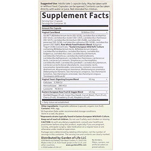 Raw Probiotics Vaginal Care, 30 Vegetarian Capsules - Garden of Life, promote yeast balance Garden of Life buy supplements canada