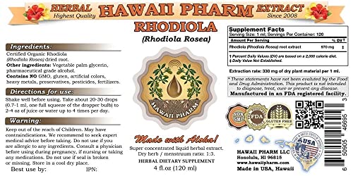 HawaiiPharm Rhodiola Liquid Extract, Organic Rhodiola (Rhodiola Rosea) Tincture 4 oz HawaiiPharm buy supplements canada