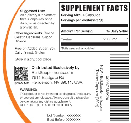 BULKSUPPLEMENTS.COM Taurine Capsules - Taurine Supplement, Taurine 2000mg BULKSUPPLEMENTS.COM buy supplements canada