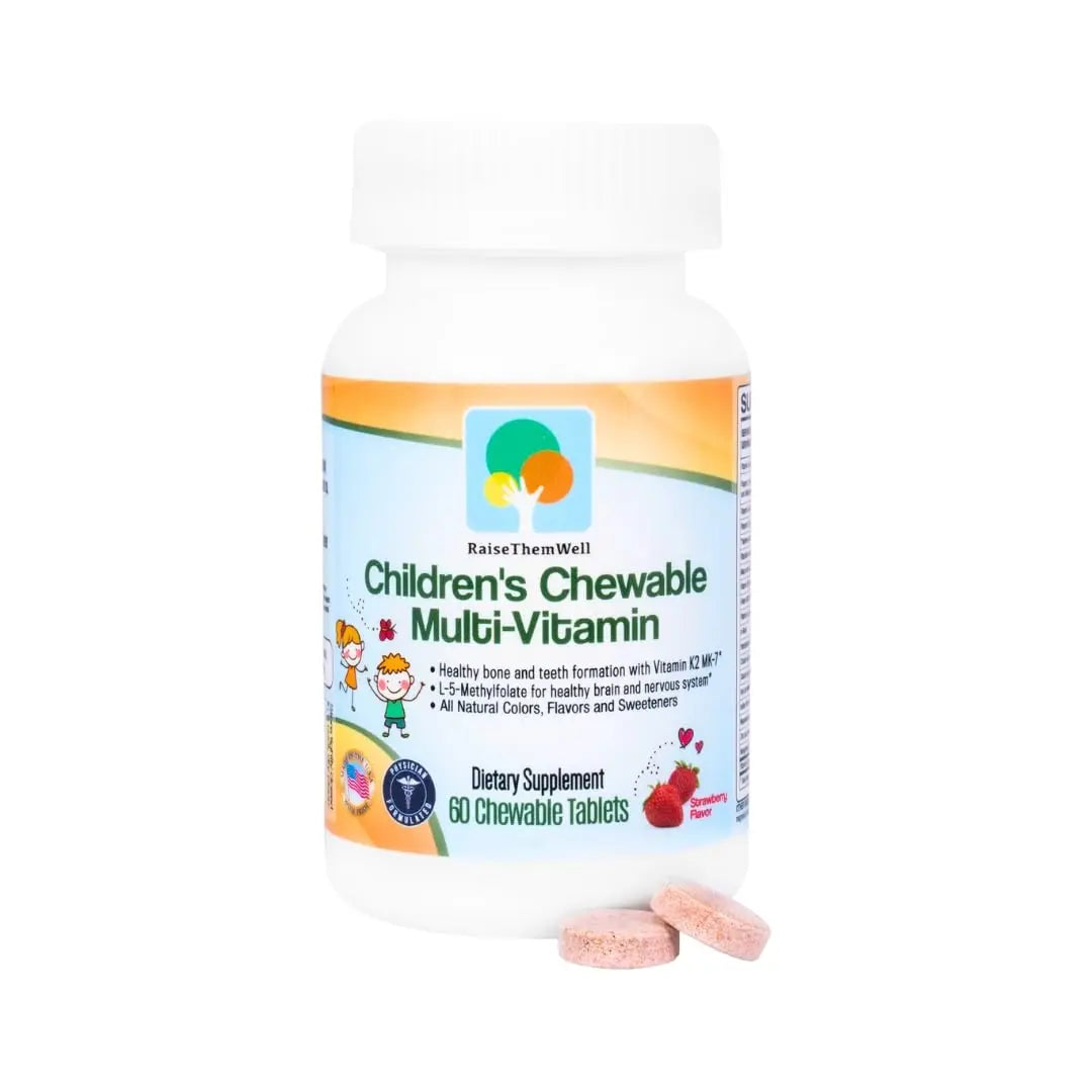 Raise Them Well Tasty Chewable Kids Multivitamin, All-Natural Colors, Flavors & Sweeteners, Daily Essential Vitamins for Children, Easy-to-Chew Vitamins, Strawberry Raise Them Well buy supplements canada