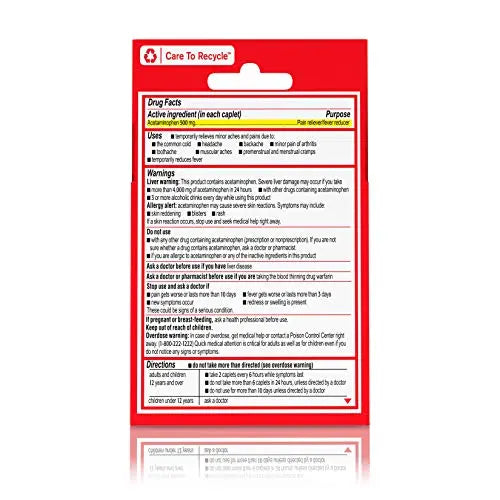 Tylenol Extra Strength 500 mg Acetaminophen Caplets, Pain Reliever & Fever Reducer, Acetaminophen for Minor Arthritis Pain, Headache, Backache & Menstrual Pain Relief, Travel Size, 6 Ct Tylenol buy supplements canada