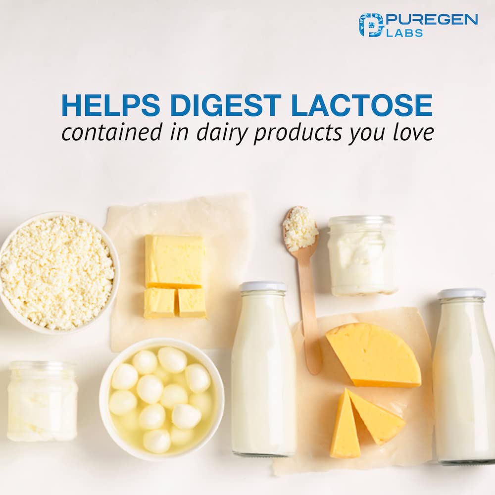 Puregen Labs Dairy Relief Natural Fast Acting Lactase Enzyme 3000 FCC, Lactose Intoleran P Puregen Labs buy supplements canada