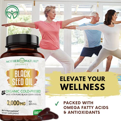 Organic Black Seed Oil Capsules - 3 Month Supply - 180 Count (2000mg Per Serving) Mother Nature Organics Superfoods for Organic Living buy supplements canada