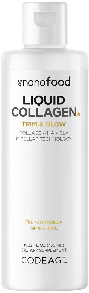 Codeage Liquid Collagen Supplement Vanilla Flavor, Beauty Trim & Glow Liposomal Collagen Peptides, CLA Conjugated Linoleic Acid, Hyaluronic Acid, Vitamin E, Hydrolyzed, Non-GMO, 15.22 fl oz Codeage buy supplements canada