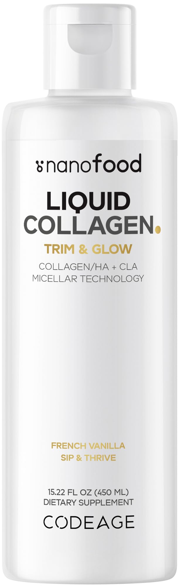 Codeage Liquid Collagen Supplement Vanilla Flavor, Beauty Trim & Glow Liposomal Collagen Peptides, CLA Conjugated Linoleic Acid, Hyaluronic Acid, Vitamin E, Hydrolyzed, Non-GMO, 15.22 fl oz Codeage buy supplements canada