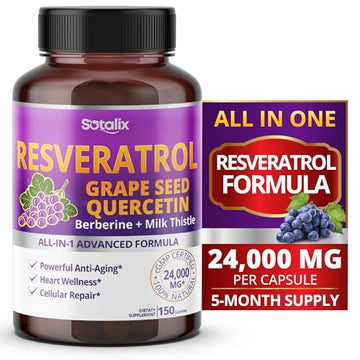 Resveratrol 24,000mg with Grape Seed + Quercetin Berberine + Milk Thistle Powerful Anti SOTALIX SUPPLEMENT buy supplements canada