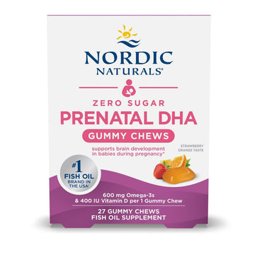 Nordic Naturals Zero Sugar DHA Prenatal Vitamin Gummies, Strawberry Orange Flavor - 27 Gummies - Supplements for Pregnancy - 600 mg Omega-3 Fish Oil and 400 IU Vitamin D3-27 Servings Nordic Naturals buy supplements canada