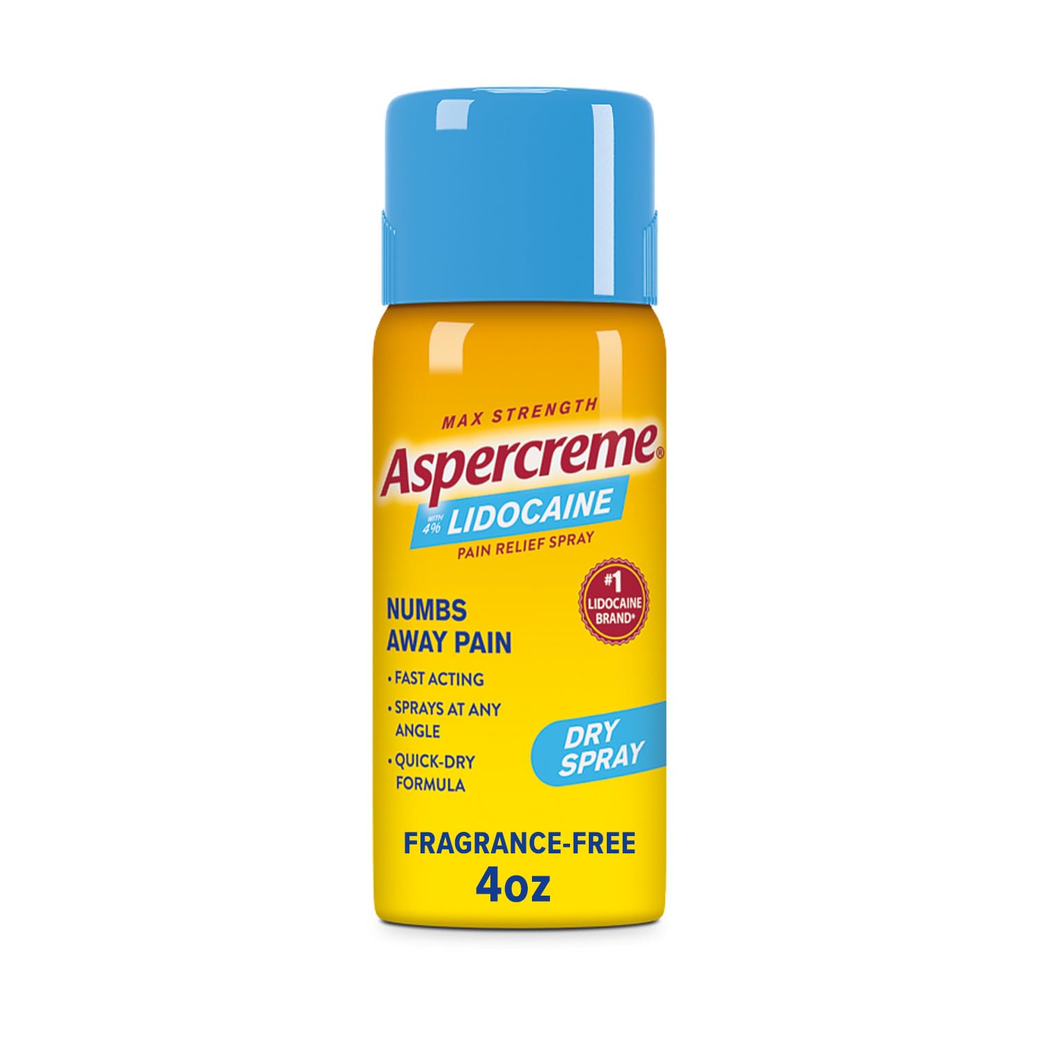 Aspercreme Lidocaine Dry Spray Soothes Aggravated Nerves, Numbing Topical Pain Relief Spray with Max-Strength 4% Lidocaine Sprays at Any Angle, 4 Oz. Aspercreme buy supplements canada