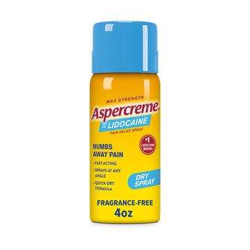 Aspercreme Lidocaine Dry Spray Soothes Aggravated Nerves, Numbing Topical Pain Relief Spray with Max-Strength 4% Lidocaine Sprays at Any Angle, 4 Oz. Aspercreme buy supplements canada