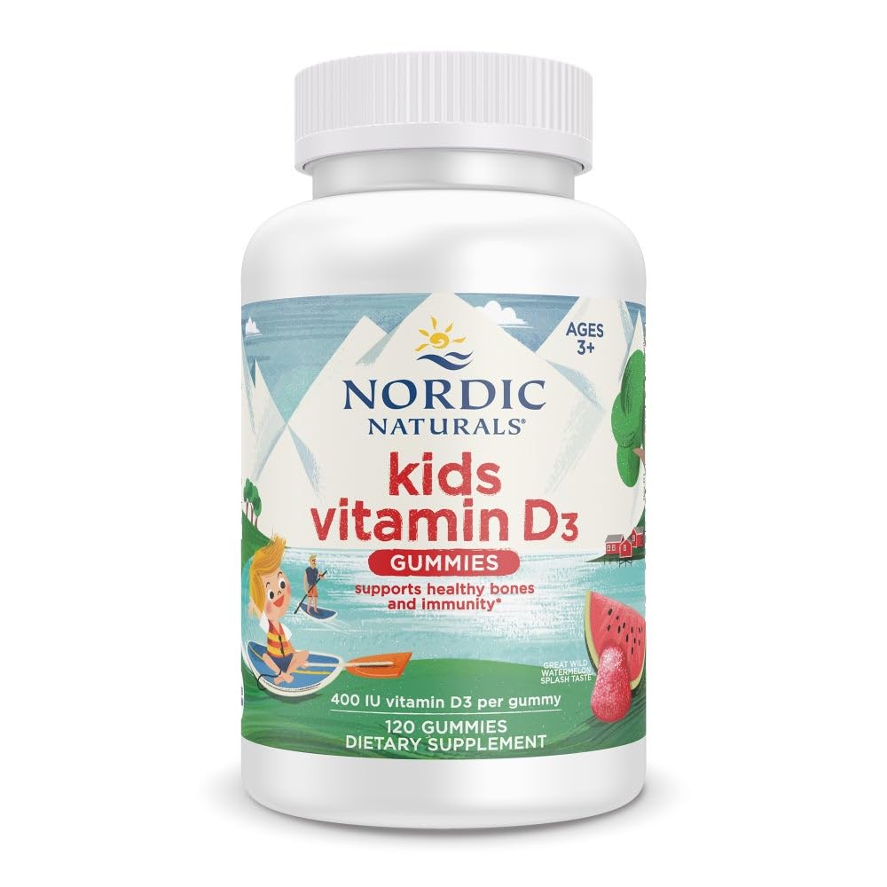 Nordic Naturals Vitamin D3 Gummies Kids, Wild Watermelon Splash - 120 Gummies - 400 IU Vitamin D3 - Bone Health, Healthy Immunity - Non-GMO, Vegetarian - 120 Servings Nordic Naturals buy supplements canada