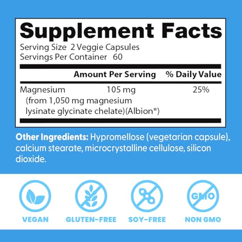 Doctor's Best High Absorption Magnesium Glycinate Lysinate Supplement for Sleep Support - Chelated Magnesium Capsules for Women & Men, 105 mg per Serving, Calm Support, Vegan - 120 Veg Caps Doctor's BEST buy supplements canada