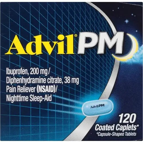 Advil PM Pain Reliever and Nighttime Sleep Aid, Ibuprofen for Pain Relief and Diphenhydramine Citrate for a Sleep Aid - 120 Coated Caplets and Pain Reliever and Fever Reducer, 10 Count Tablets Advil buy supplements canada