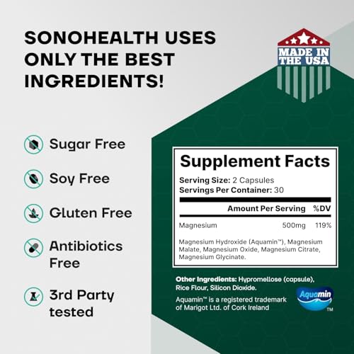 Spectrum 5 Magnesium | 5-in-1 Complex + 72 Trace Minerals for Enhanced Absorption | Irish Sea Sourced | 500mg per Serving SonoHealth buy supplements canada