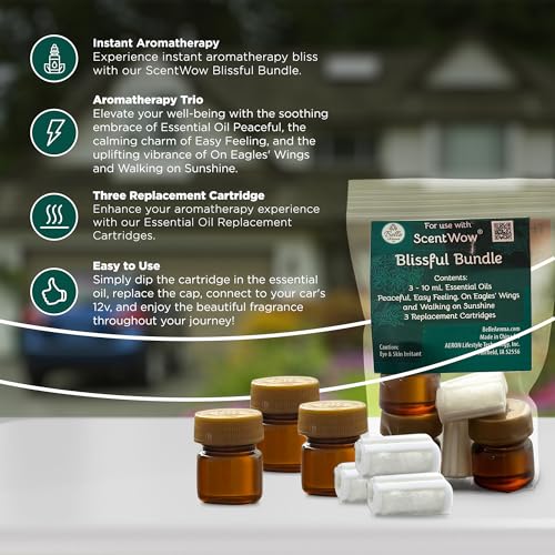 ScentWow® Aromatherapy Car Diffuser Refill Essential Oil Bundle with Three Refill Pads and 10ml Bottles Belle Aroma buy supplements canada