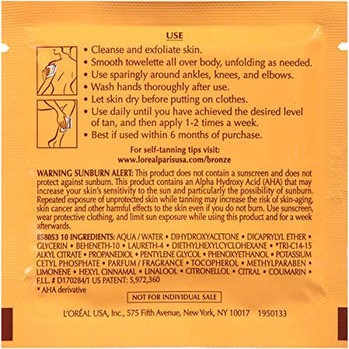 L'Oreal Paris Sublime Bronze Self Tanning Towelettes, Streak-Free, Natural Looking Tan, 6 ct L'Oreal Paris buy supplements canada