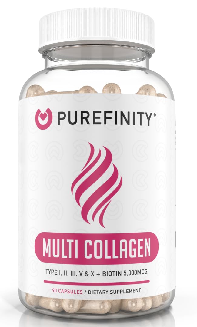 PUREFINITY Collagen Peptides for Women – Type I, II, III, V & X with Biotin & Hyaluronic Acid, Supports Healthy Skin, Bones, Hair & Nails – Non-GMO, Grass-Fed (90 Capsules, 1 Month Supply) PUREFINITY buy supplements canada