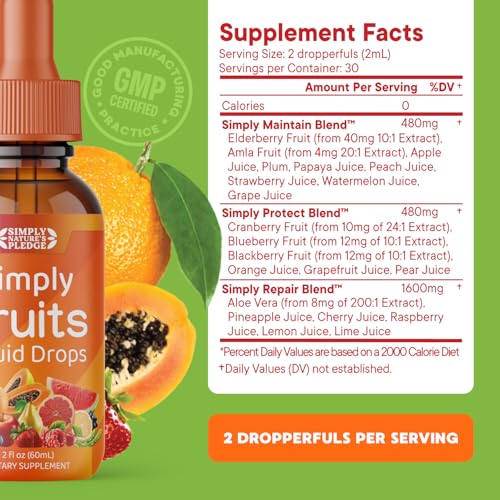 Simply Nature's Pledge - Fruit and Vegetable Supplements - Liquid Drops - Made with Whole Food Superfoods, Packed Vitamins & Minerals - Soy Free - Made in The USA Simply Nature's Pledge buy supplements canada