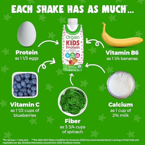 Orgain Organic Kids Nutritional Protein Shake, Strawberry - Kids Snacks with 8g Dairy Orgain buy supplements canada